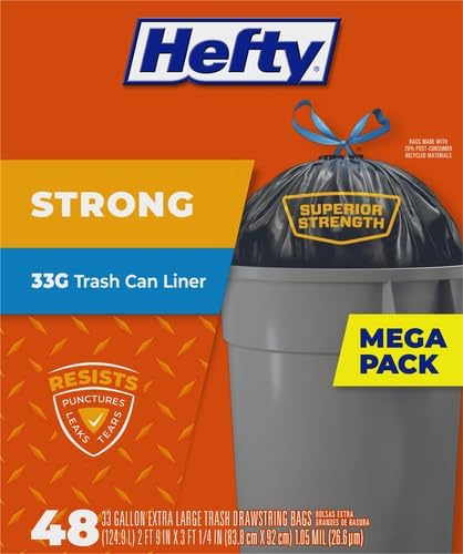 Hefty Strong Extra Large Trash Bags, 33 Gallon