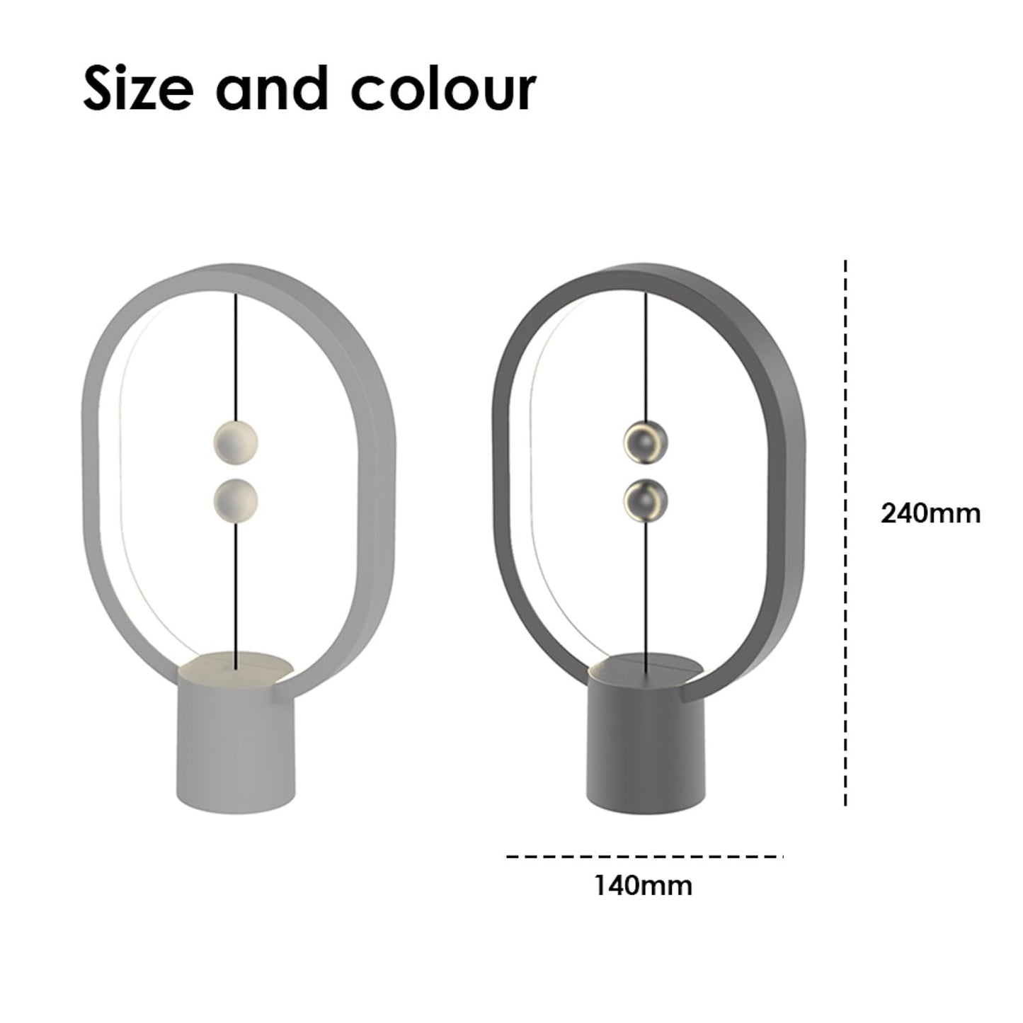 Allocacoc Heng Balance lamp, DesignNest, Switch on in mid-air, USB Powered LED Table LED lamp, Magnetic Desk Light, Warm Eye-Care, Contemporary, Office, Home, Decor, Gift (Mini Dark Grey)