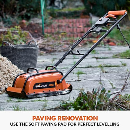 Evolution Power Tools H320-E Hulk Electro Plate Compactor, Electric - Ideal For Levelling Pavement, Artificial Turf Ground Preparation, Patio, Blockwork, Sand, Soil & More - 3 Year Warranty, 230V