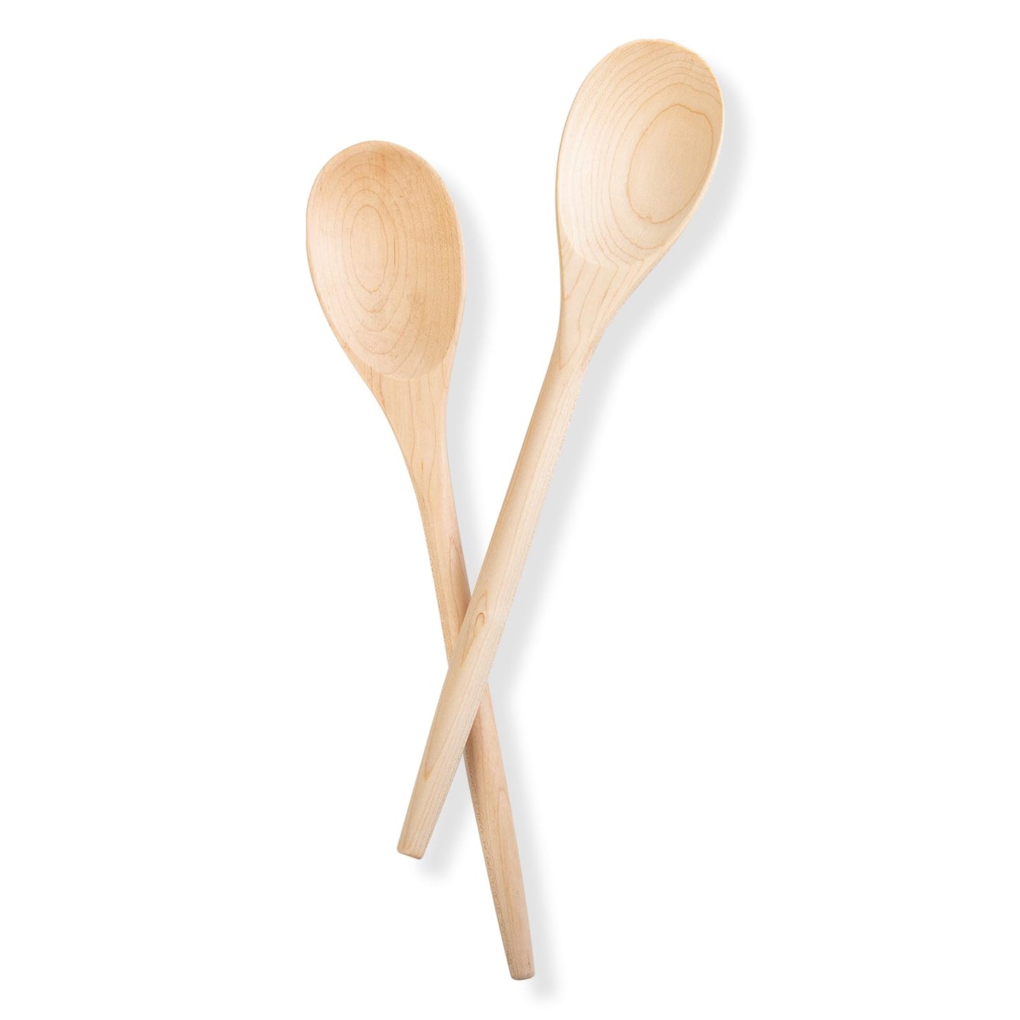 2PCS Wooden Cooking Spoons, 14 Inch Maple Wooden Spoons for Cooking or Mixing Salad, Wooden Spoons Cooking for Stirring Sauce Soup Nonstick Spoon Kitchen Serving Utensil Long Handle with Smooth Finish