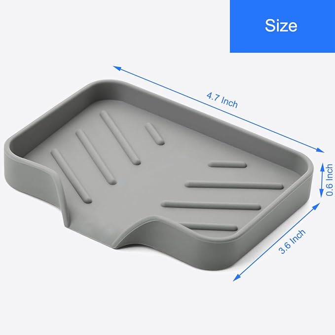 Sponge Holder with Drain Spout, Silicone Sponge Tray