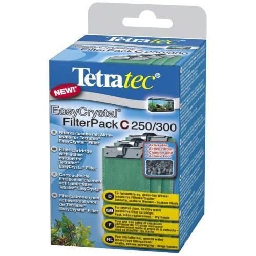Tetra EasyCrystal Filter Pack C250/300 filter material with activated carbon, filter pads for EasyCrystal internal filters, suitable for aquariums from 15-60 liters, 3 pieces, Green