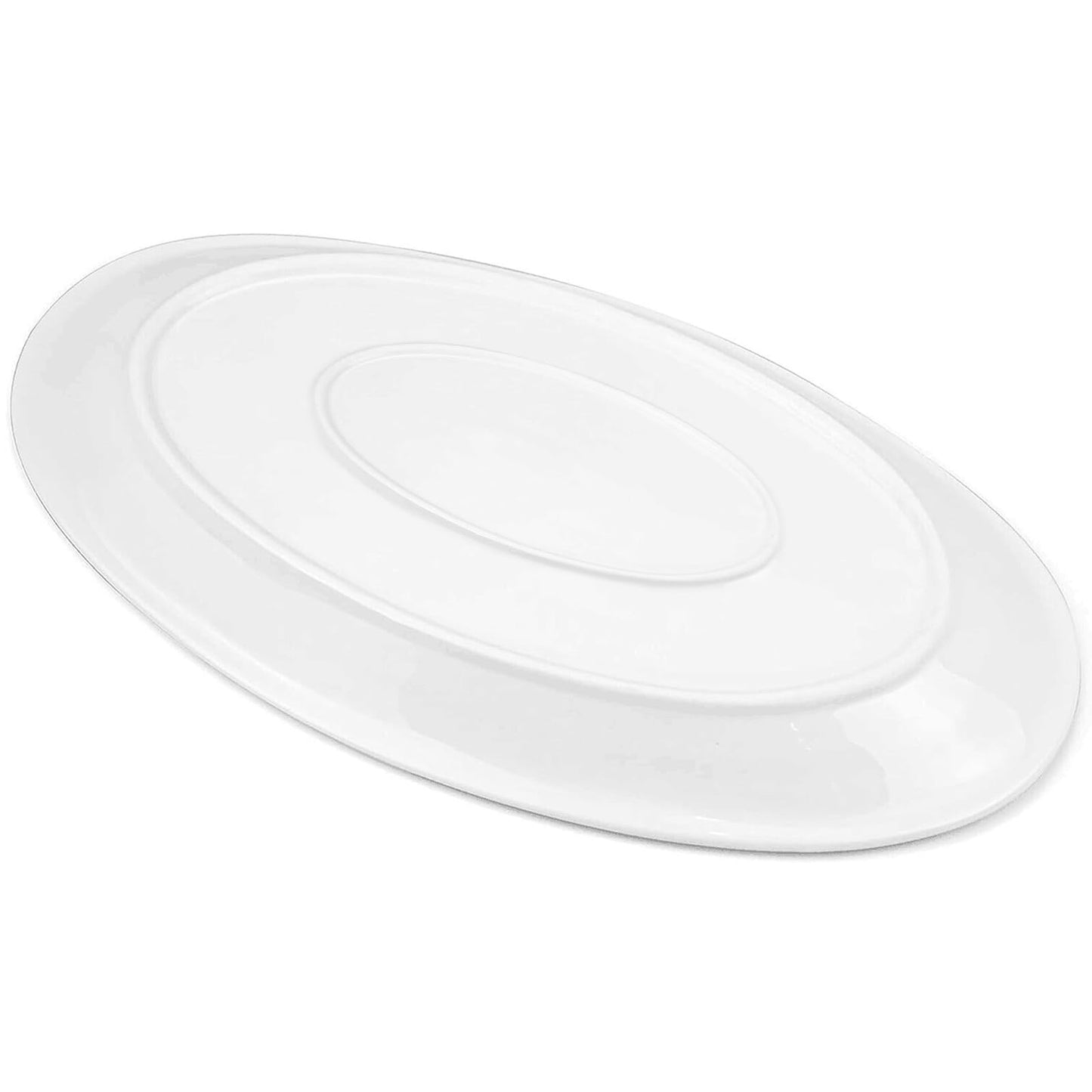 Yesland 2 Pack 16" Porcelain Large Oval Serving Plates, White Oval Serving Platters Dishes for Serving Food, Appetizers, Dessert, Meat, Sushi, Fish, Party