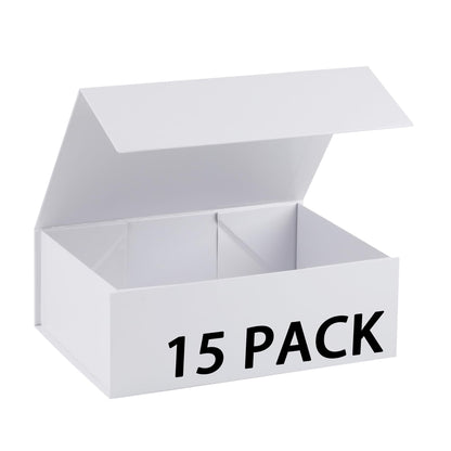 MUMUPACK 15 Pack Magnetic Gift Box With Lid 10x10x5,White Gift Boxes Bulk,Luxury Bridesmaid Proposal Box,Small Magnetic Closure Box Boxes For Presents,Wedding,Business