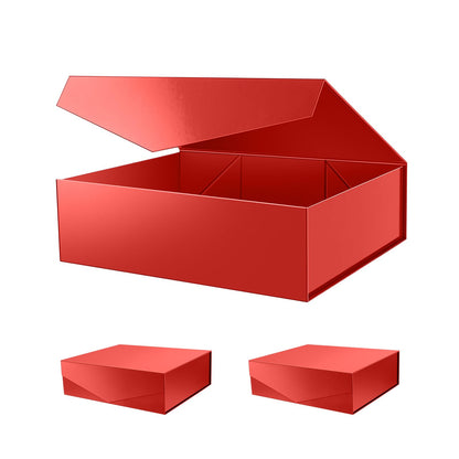 PACKHOME Mother's Day 17x14.5x5.5 Inches, 3 Extra Large Gift Boxes with Lids, Magnetic Closure Boxes for Clothes and Large Gifts (Glossy Red)