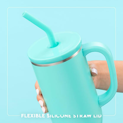 Swig Life 30oz Mega Mug, 30oz Tumbler with Handle and Straw, Large Insulated Tumblers, Cup Holder Friendly Travel Mug, Stainless Steel 30 oz Tumbler, Reusable Insulated Water Bottle (Merry Mistletoe)