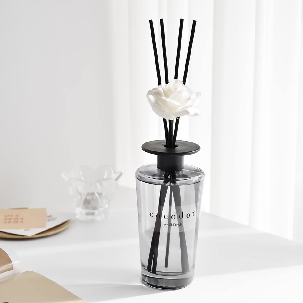 COCODOR White Flower Reed Diffuser/April Breeze / 500ml / 1 Pack/Large Capacity Scent Diffuser for Bathroom Kitchen Bedroom Shelf Décor