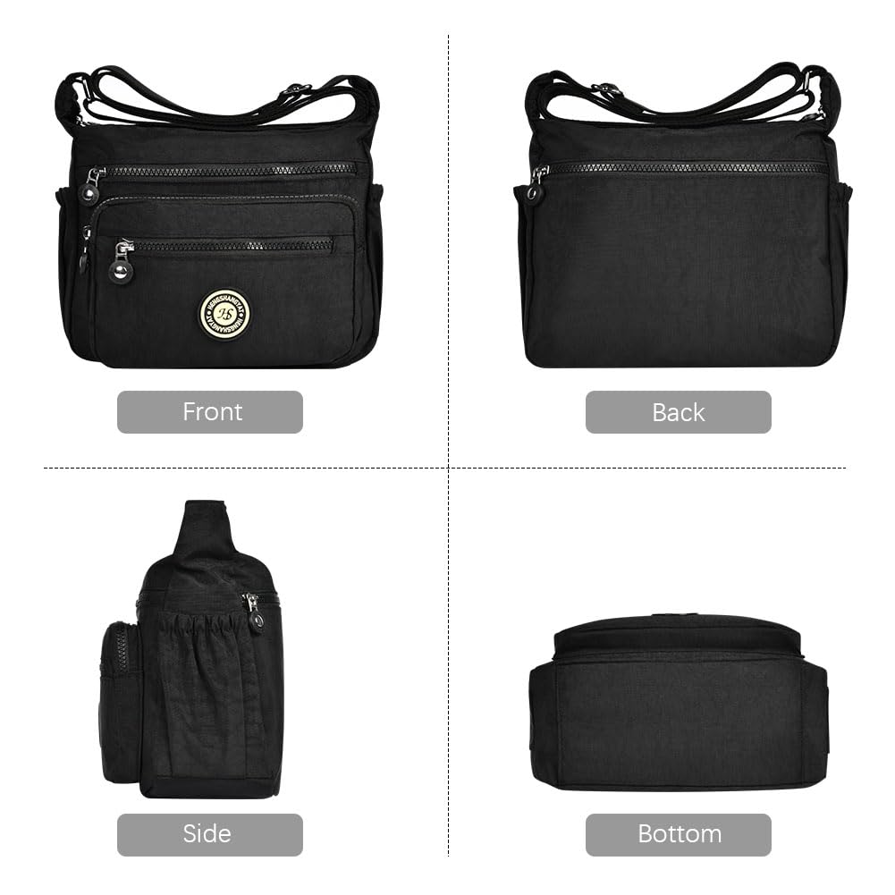 Aucuu Women's Multi-Pocket Casual Crossbody Bag, Multifunctional Travel Bag with Adjustable Shoulder Strap, Nylon Lightweight and Waterproof, for Shopping, Hiking, Everyday Use