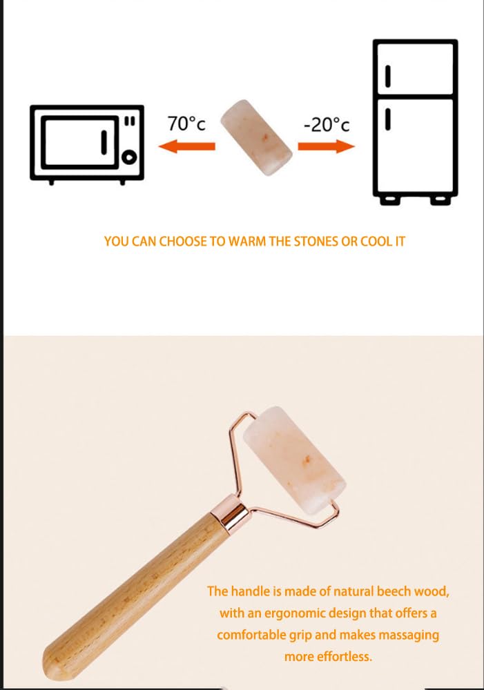 Windfulogo Himalayan Salt Facial Massage Roller Hot & Cold Massage Stones Set Heated Warmer Stone for Spa