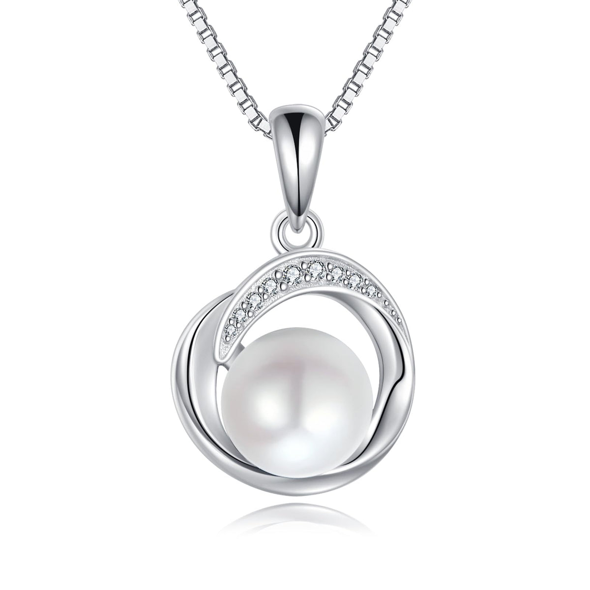 POPLYKE Single Pearl Necklaces for Women 925 Sterling Silver 8mm Pearl Jewelry Gifts for Her 18+2 IN