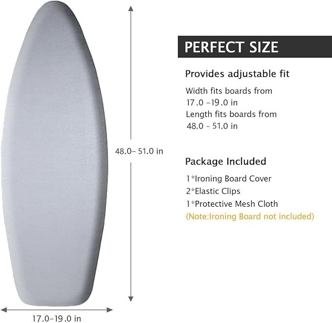 SheeChung Ironing Board Cover and Pad 19x51, Thick Cotton Cover, Scorch and
