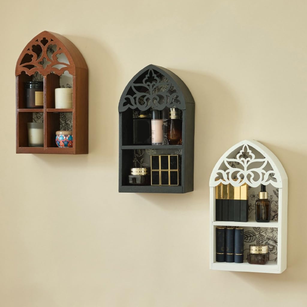 Xanorrg Elegant Multilayer Styles Wall Shelf Featurings Precise Engraveds Pattern Home Decoration Display Stand Gothics Wall Shelf（6.7x3.2x12in）