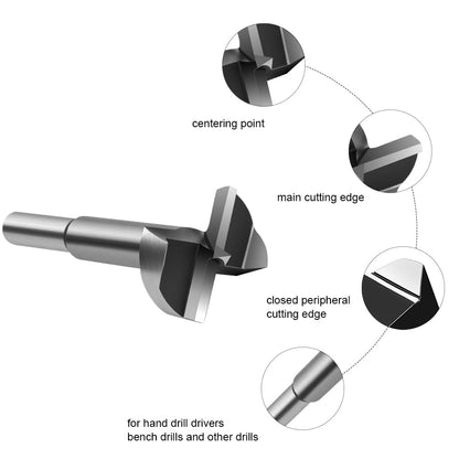 flintronic Forstner Drill Bit, 6PCS(10,15,20,25,30,35mm) Cemented Carbide Woodworking Hole Saw HSS Drill Bit Set for Hand Drill/Bench Drill/Solid Wood, Cork, Splint, Plywood, Particle Board