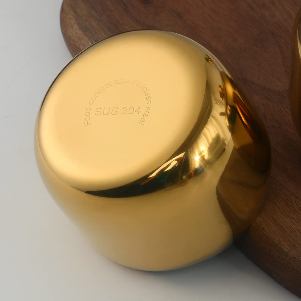 TUPMFG 3-Piece Seasoning Box with Spoon and Lid 304 Stainless Steel Condiment Canisters Pots Seasoning Jars for Spice Salt Sugar-Gold