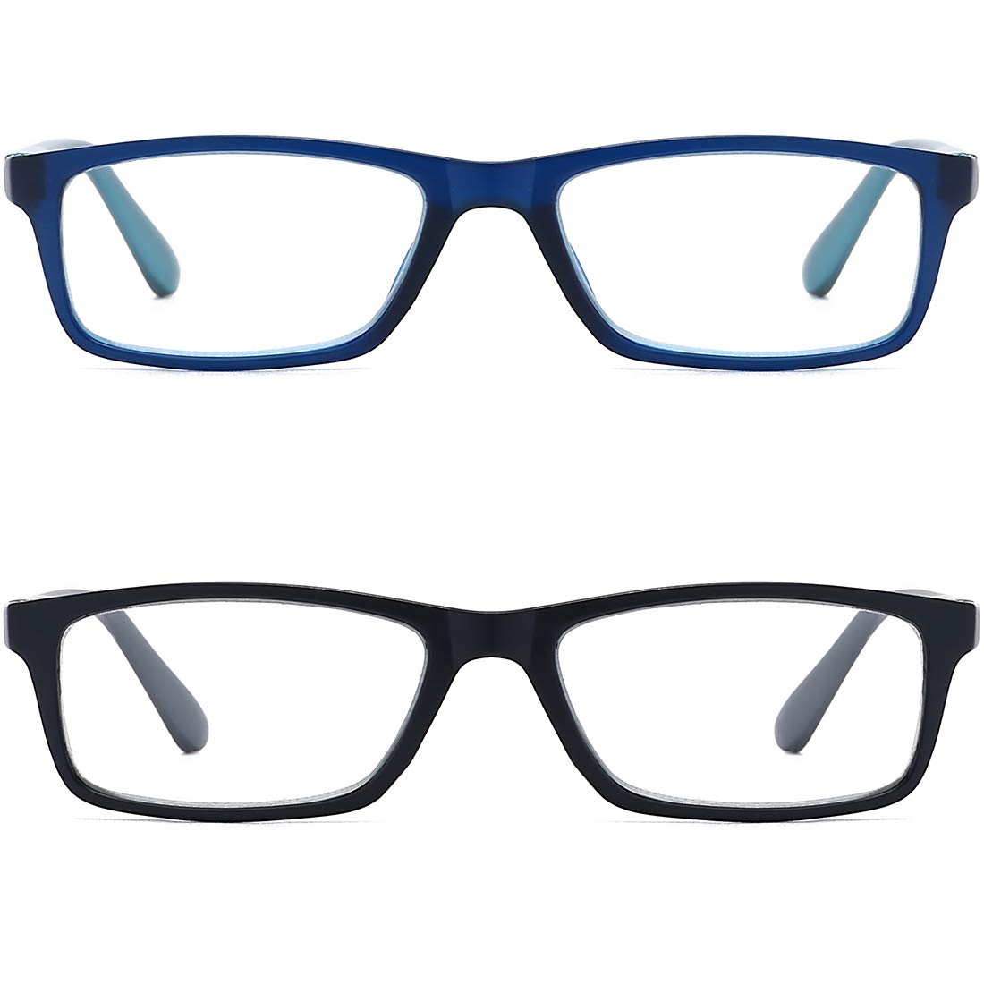 RaoOG Reading Glasses 1.5 Blue Light Blocking for Men Women,Rectangular Frame Computer Readers with Spring Hinge,Anti Eyestrain/UV Ray Flexible Eyeglasses (2-Pack/Case)