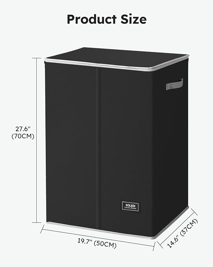 SOLEDI Laundry Hamper with Lid 130L Large & Tall Collapsible Laundry Basket