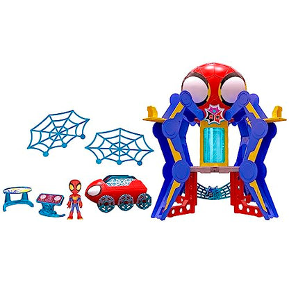 Spidey and His Amazing Friends Web-Spinners Web-Quarters, Kids Playset with Action Figure, Vehicle, and Accessories, Marvel Super Hero Toys, Ages 3 and Up