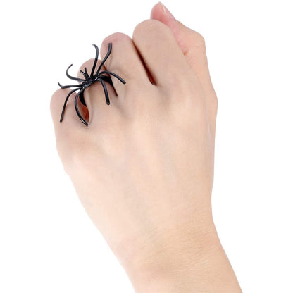 120 Pieces Spider Rings Halloween Rings Plastic Spider Cupcake Topper Bulk Costume Accessories Halloween Party Favors (Multicolor)