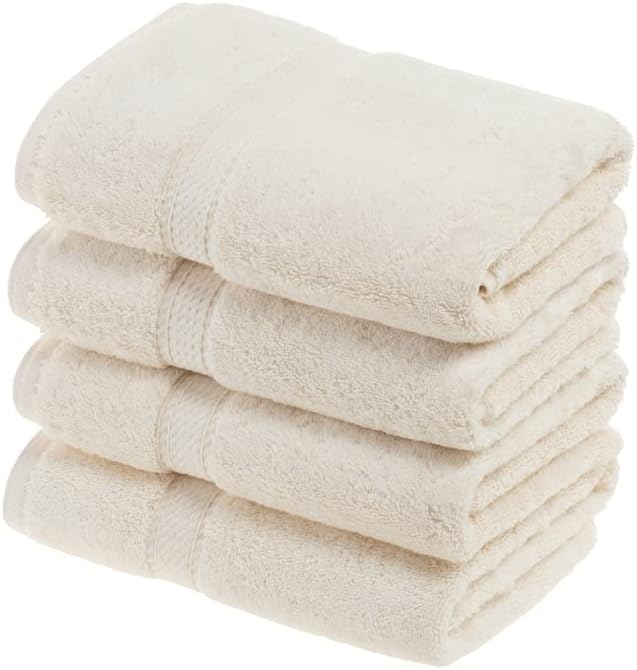 SUPERIOR Egyptian Cotton Pile Hand Towel Set of 4, Ultra Soft Luxury Towels