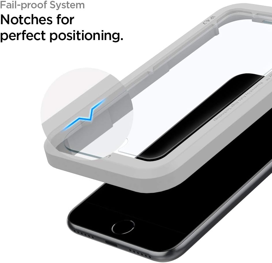 Spigen Tempered Glass Screen Protector [GlasTR AlignMaster] designed for iPhone SE 3 (2022), iPhone SE 2 (2020), iPhone 8, iPhone 7 (2 Pack)