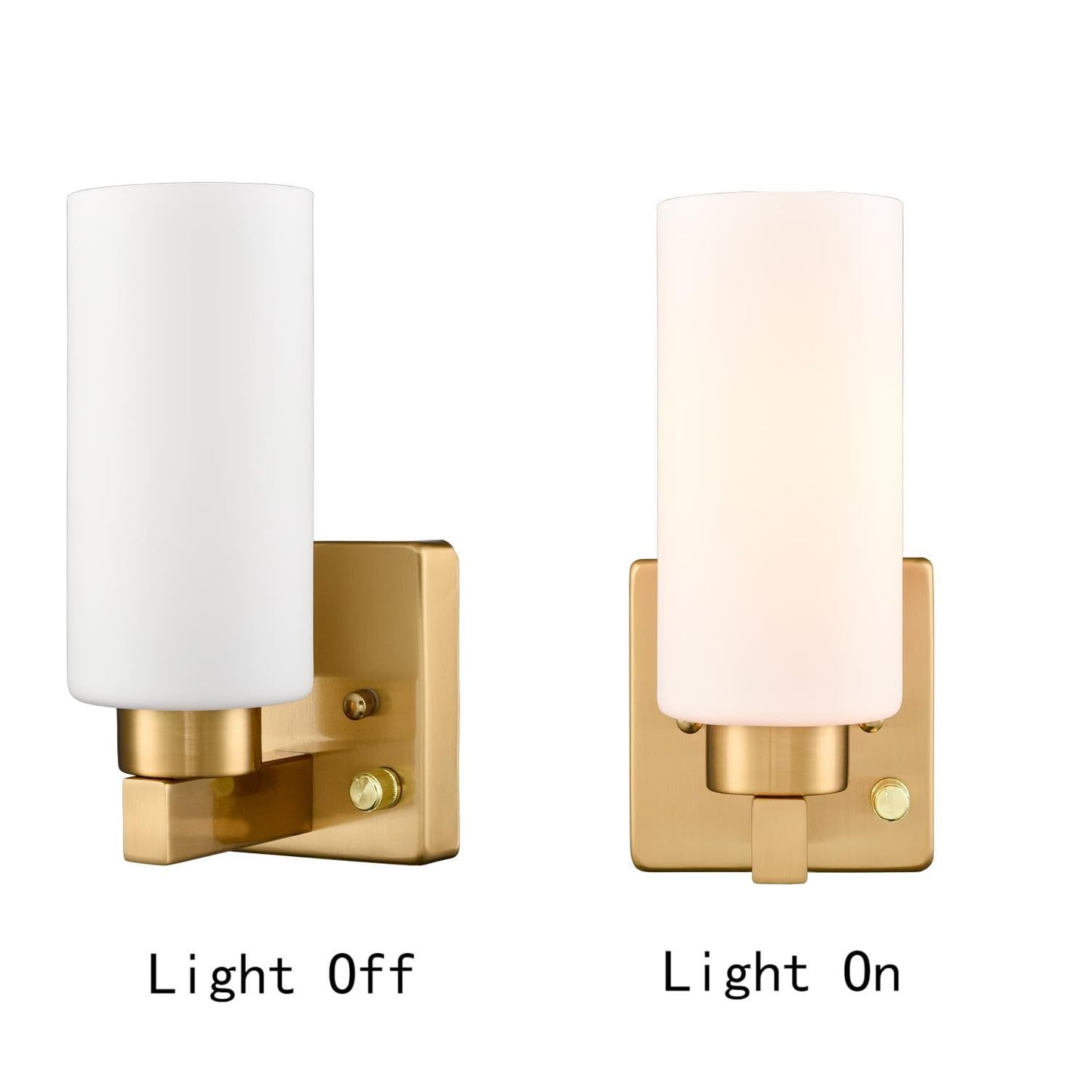 DEYNITE Modern Plug in & Hardwired Wall Sconce Brass Bathroom Vanity Light