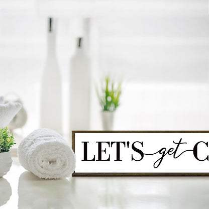 Let's Get Cozy Sign, Framed Wood Sign for Housewarming Gift, Farmhouse Country Wall Signs, Home Wall Decor Wood Framed, Wooden Box Sign Desk Décor, Tiered Tray Decor, Cozy Wall Art
