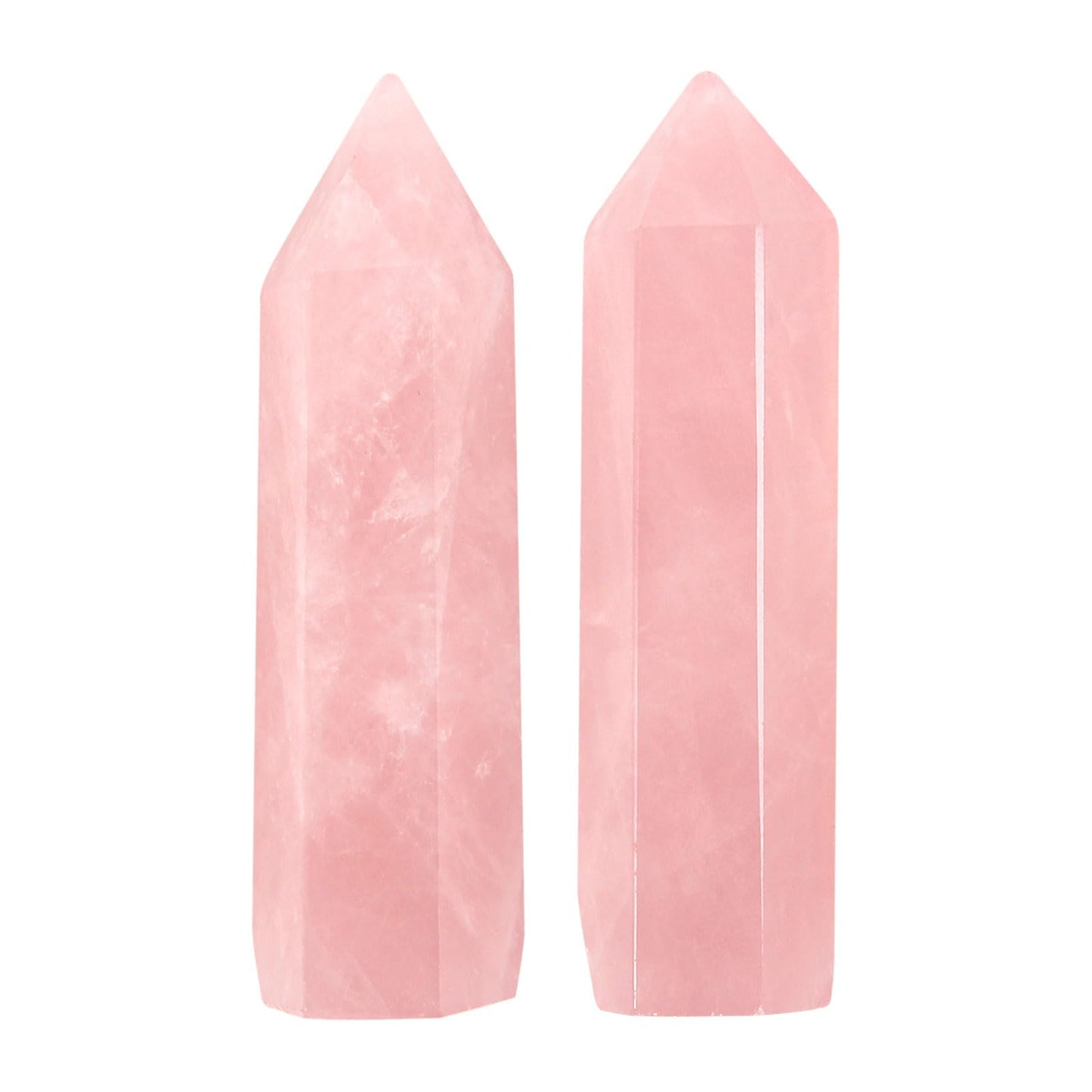 3.1''-3.5'' Rose Quartz Crystal Wand 2 PCS, Rose Quartz Crystal and Healing Stones, Gift Box Packaging