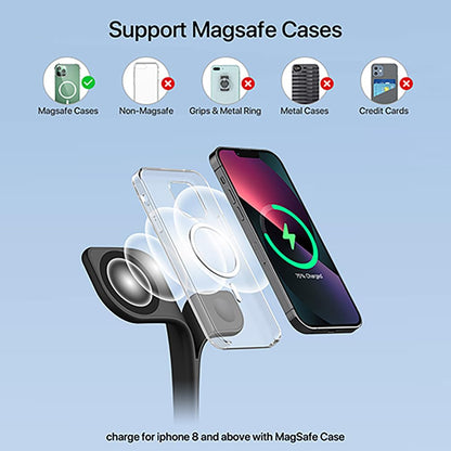 EXW Wireless Charging Station for Magsafe Charger,Charging Station for Multiple Devices,Wireless Charger for iPhone 17 Air 16 15 14 13 12,Apple Watch,AirPods with LED(Black)