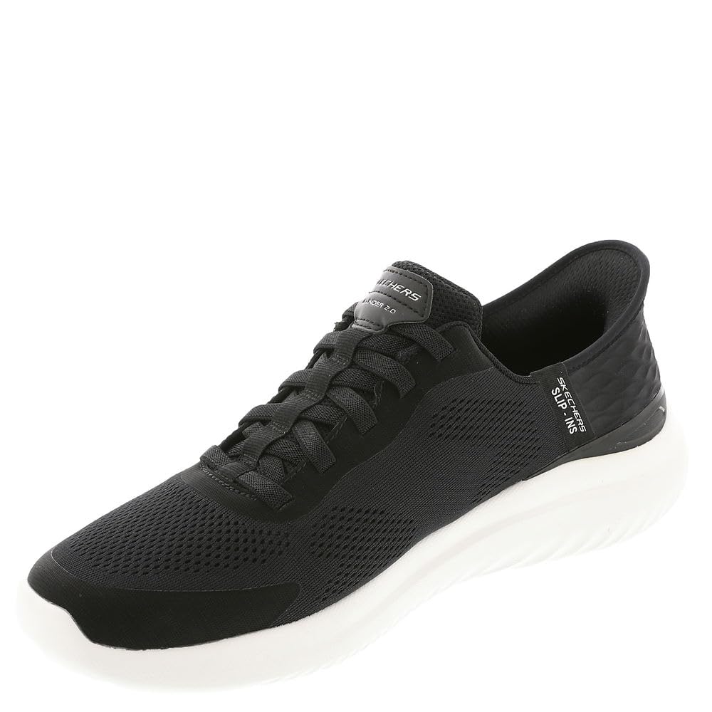 Skechers Men's Bounder 2.0 EMERGED, Black Mesh/White Synthetic, 10 UK