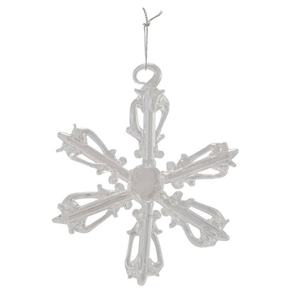 Kurt Adler 2" Glass Iridescent Snowflake Ornaments, 12-Piece Set for Christmas
