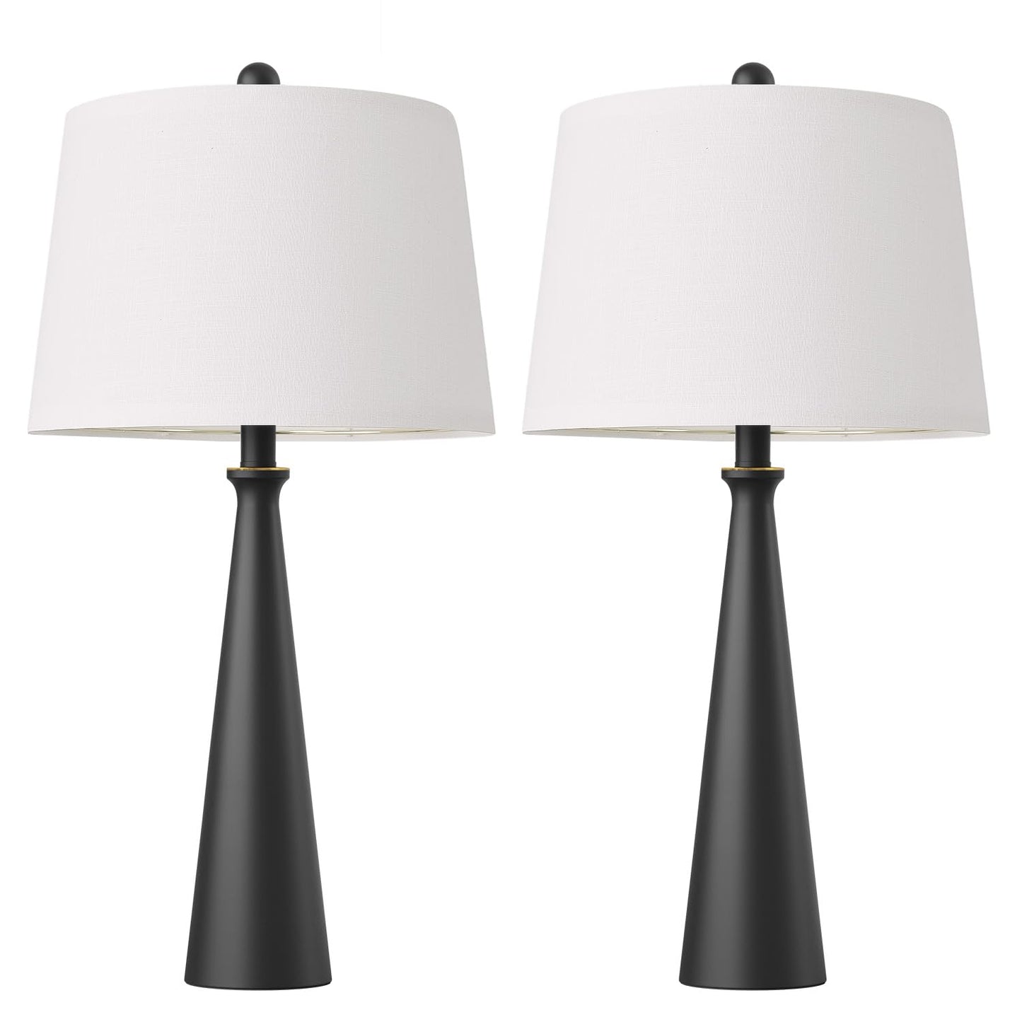 Oneach 25.75" Modern Table Lamp Set of 2, Bedside Lamps with USB Ports, Black Nightstand Lamps Set for Living Room Bedroom House Bedside Home Office Family