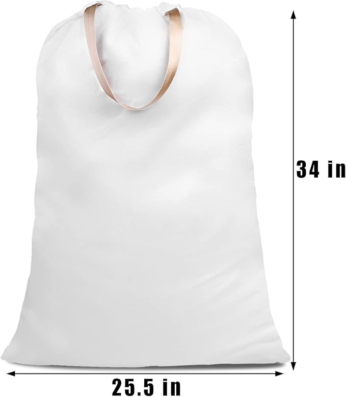 Cotton Canvas Laundry Bag with Handles & Drawstring Straps, Heavy Duty Extra