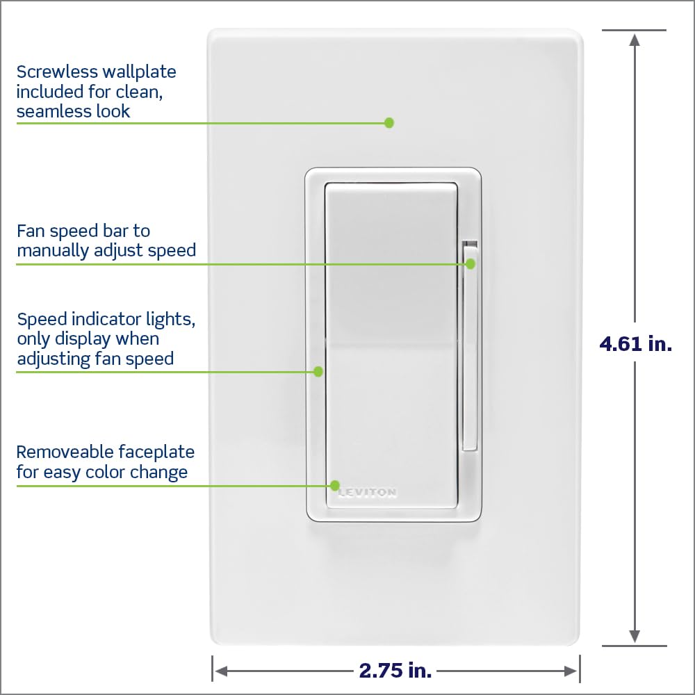 Leviton Decora Smart Switch, Wi-Fi 2nd Gen, Neutral Wire Required, Works with Matter, My Leviton, Alexa, Google Assistant, Apple Home/Siri & Wired or Wire-Free 3-Way, D215S-1RW, White