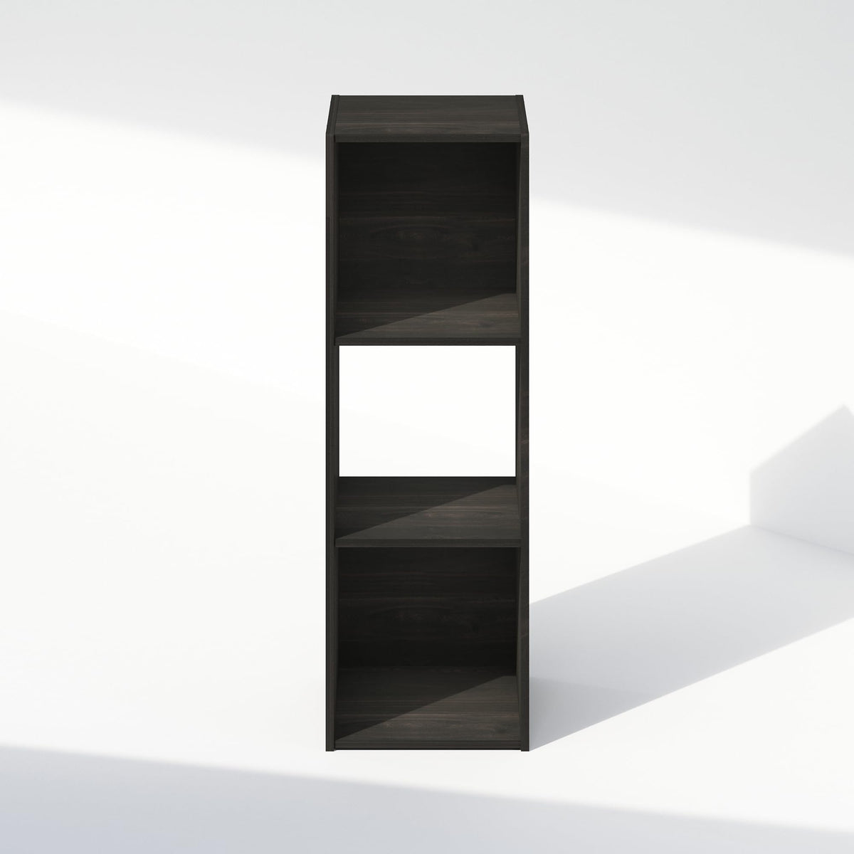 Furinno Pelli 3-Cube Bookshelf, Black Book Shelf, Cube Storage Organizer Bookcase, 11.7 x 12.1 x 35.4, for Living Room, Bedroom, Home Office, Black Espresso