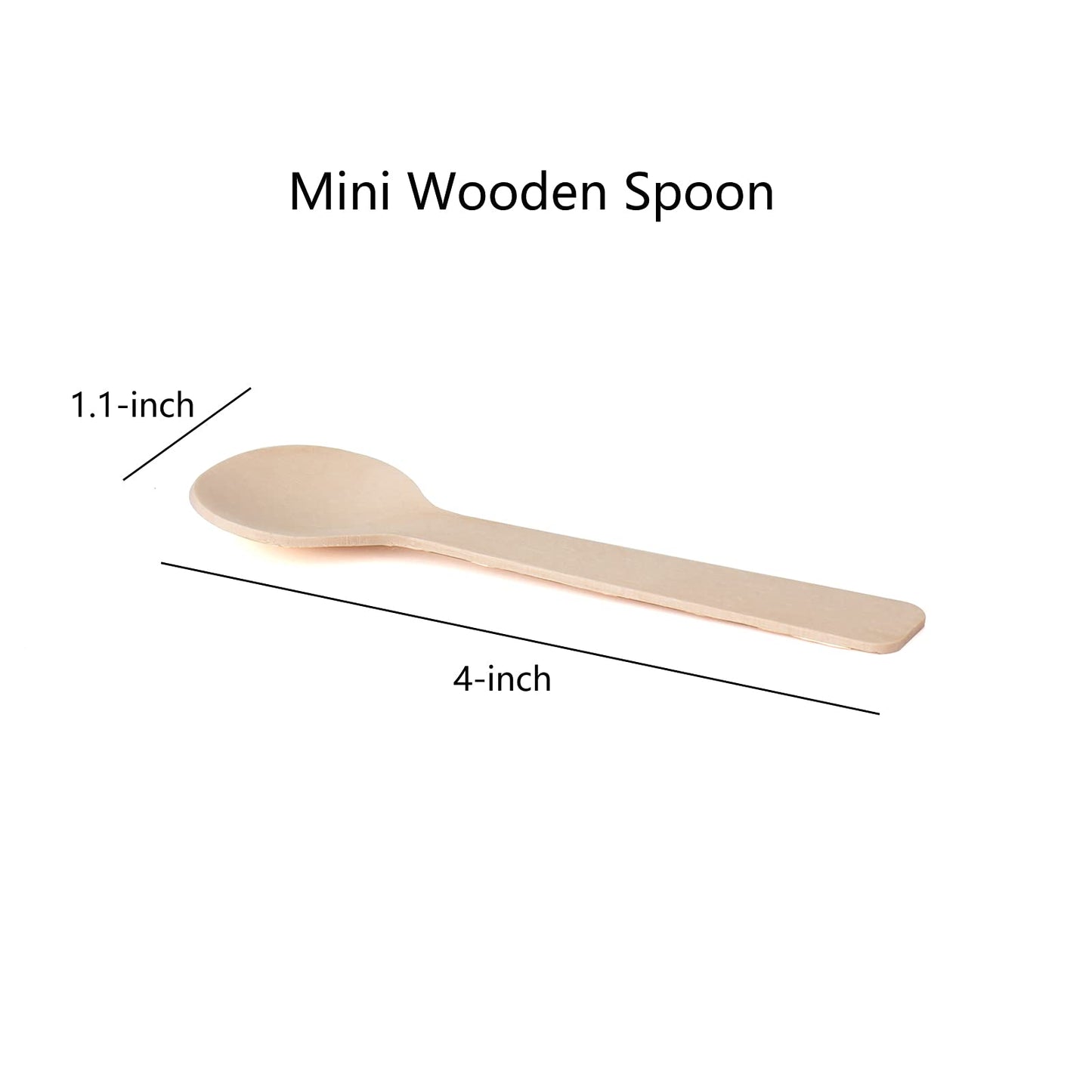 HAZOULEN 200 Pcs 4-inch Mini Wooden Spoons, Disposable Eco Friendly Sugar Salt Scrub Spoons, Biodegradable Ice Cream Dessert Spoons