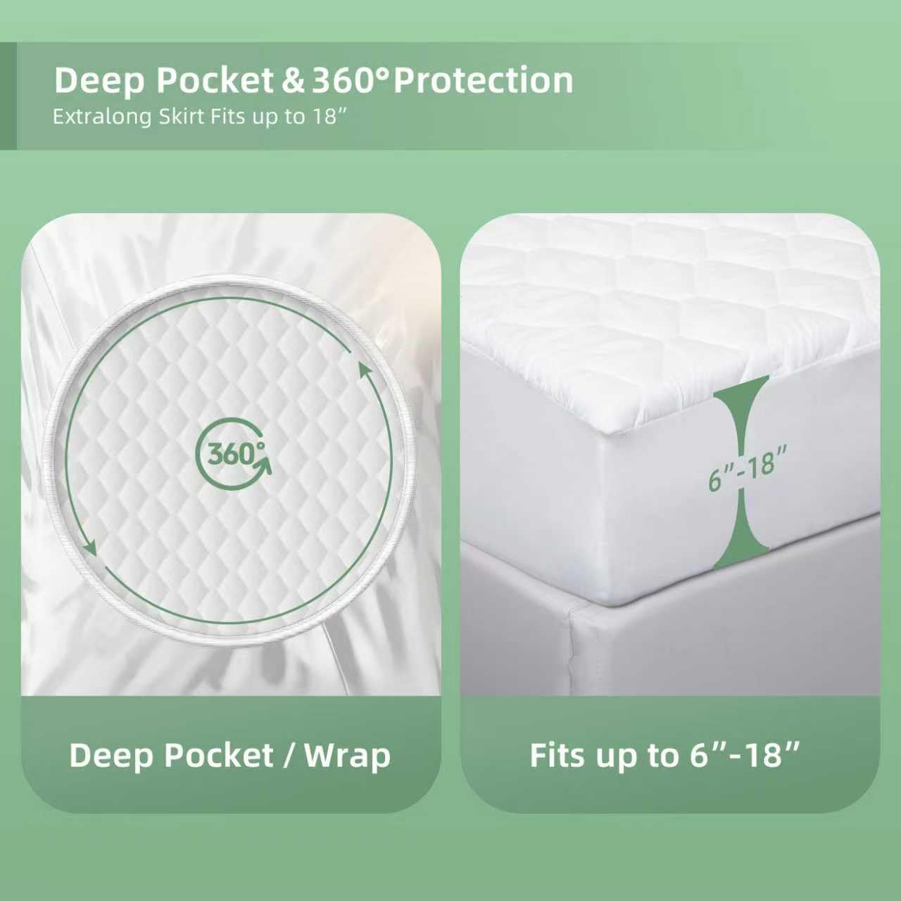 PDXM Waterproof Mattress Protector, Mattress Cover, Soft, Breathable,Noiseless, Deep Pocket 6-18 inches, White for Home Hotel Bedroom,Easy wash (Full)