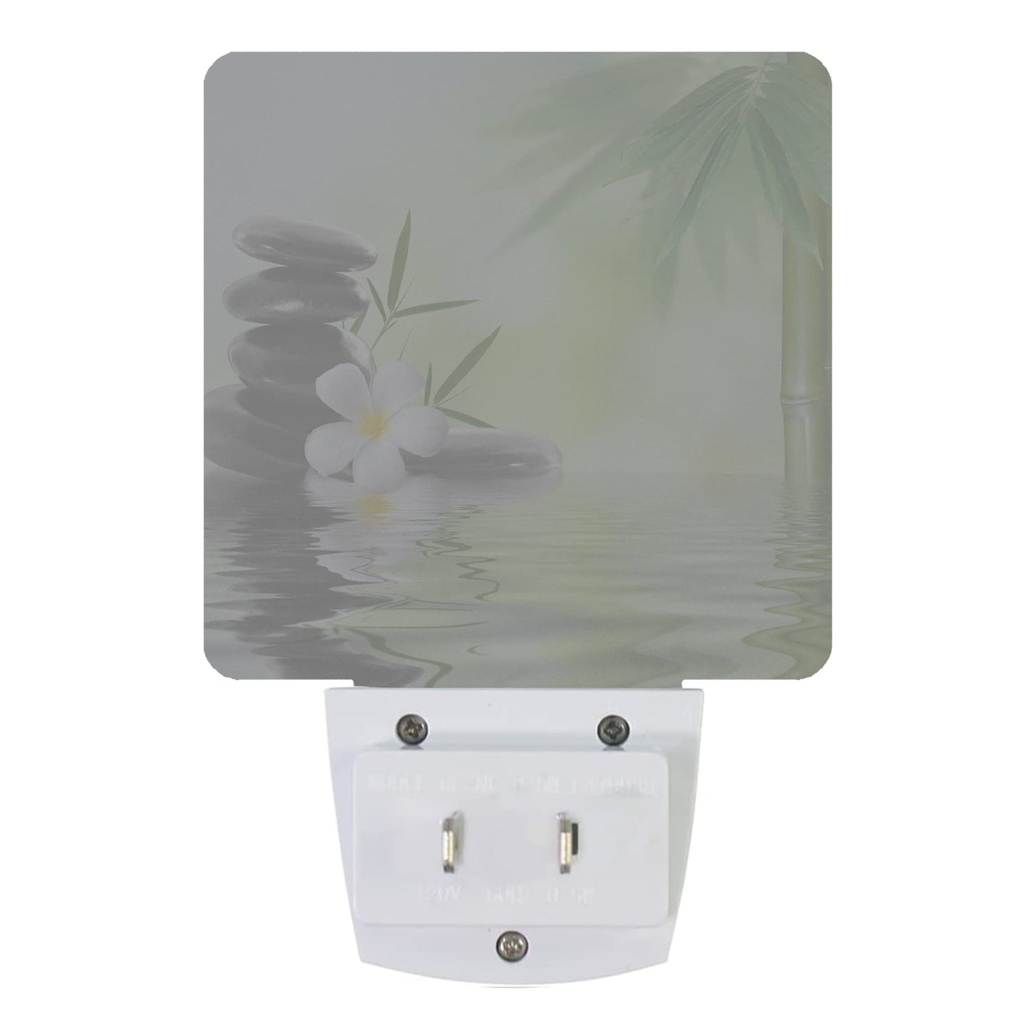 Smoaffly Zen Stones Bamboo Tree Jasmine Flower Spa Night Light Plug-in LED Nightlights Auto Sensor Night Lamp Dusk-to-Dawn Lamp Home Decor for Nursery Children Girls Boys