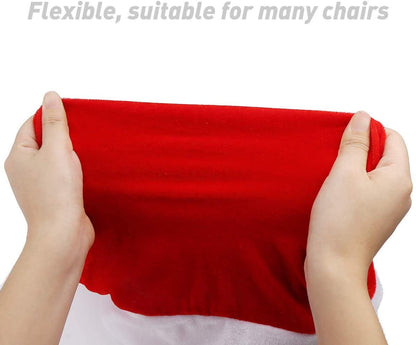 CCINEE 6PCS Christmas Chair Covers,Santa Claus Hat Slipcover Xmas Chair Back Cover for Christmas Dinning Room Decoration