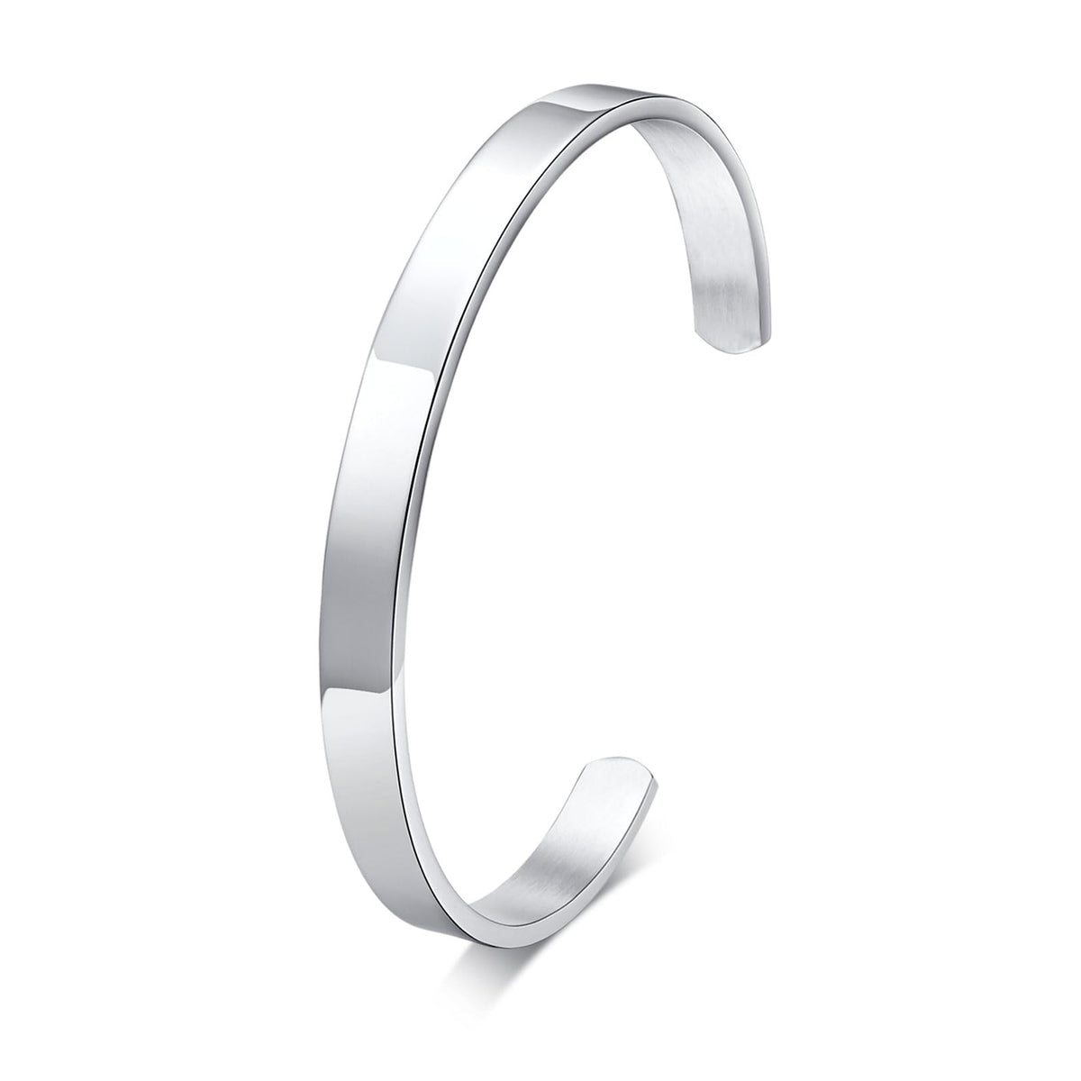 MEALGUET Stainless Steel Mens Cuff Bracelet : Minimal Cool Silver Open Metal Cuff Bangle Bracelets for Men,65mm,Mens Bracelet Jewelry