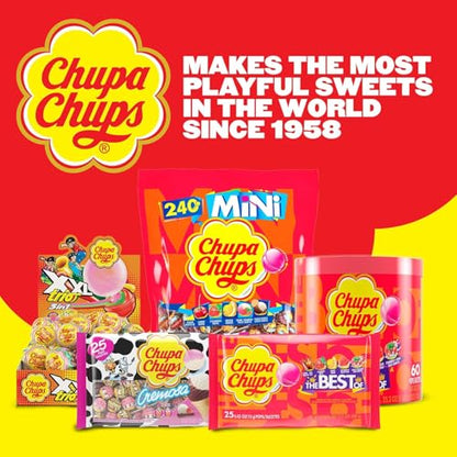 Chupa Chups Mini Lollipop Halloween Trick or Treat Candy Variety Assortment, 5 Flavors, Individually Wrapped Bulk Candy for Adults & Kids, 50.8 oz Bag (240 Suckers)