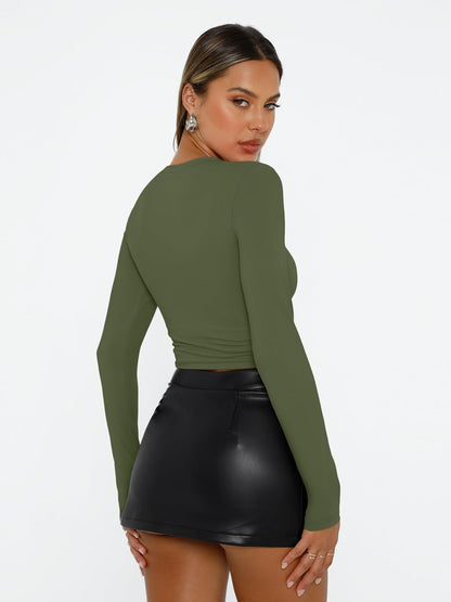 AUTOMET Womens Long Sleeve Shirts Basic Compression Going Out Crop Tops Fall Fashion Y2K Clothes 2025