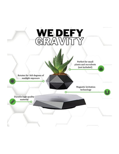BandDlevs Floating Pots for Plants - Levitating Pot - Levitating Planter for Bonsai, Succulents, Air Plants - Floating Magnetic Display for Home Office Desks - Magnetic Levitation Plant Holder (Black)