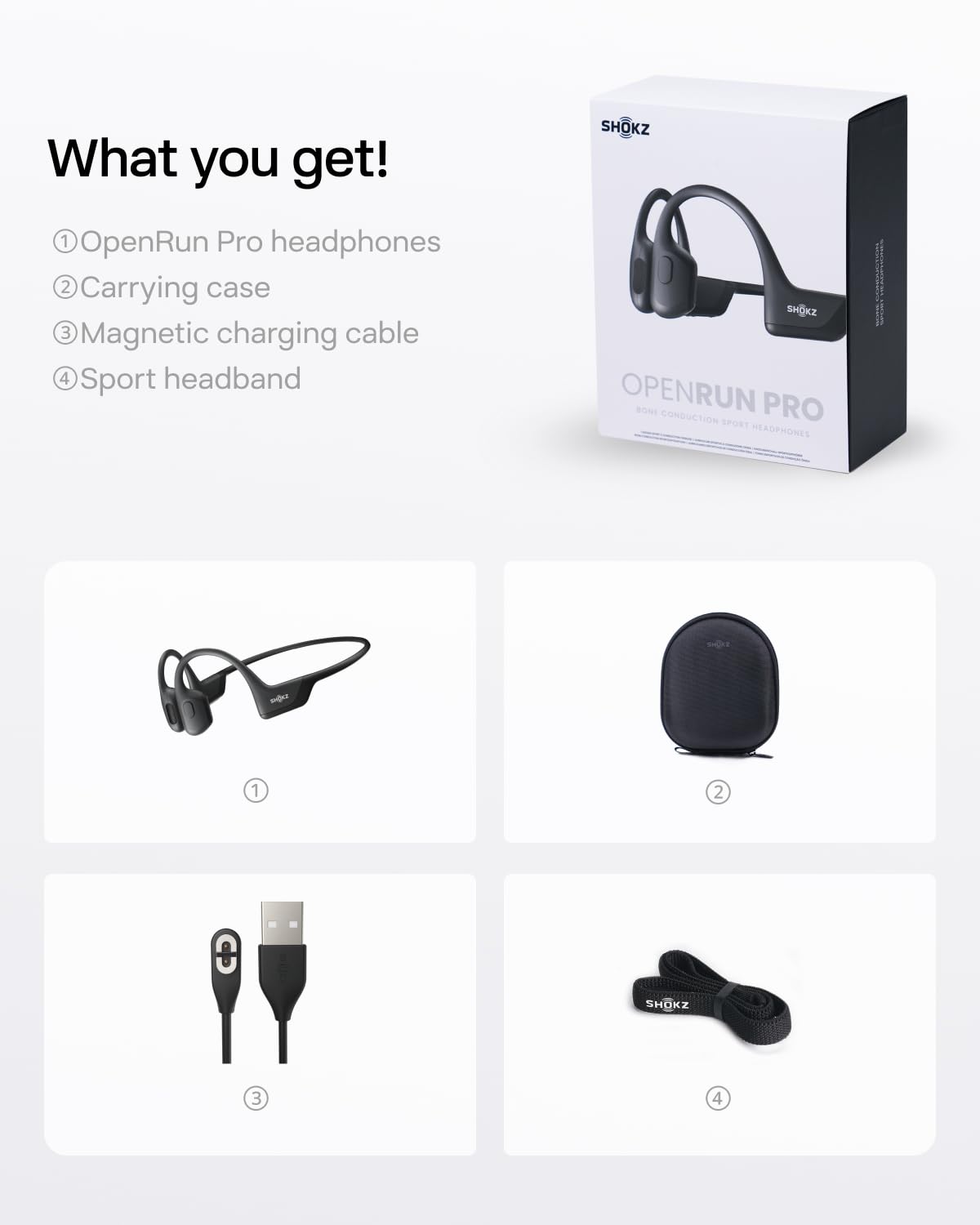 SHOKZ OpenRun Pro, [England Athletics Recommended] Bone Conduction Headphones, Open-Ear Sports Earphones with Mic, IP55 Waterproof Bluetooth Wireless Headset for Running Workout Driving(Swift Black)