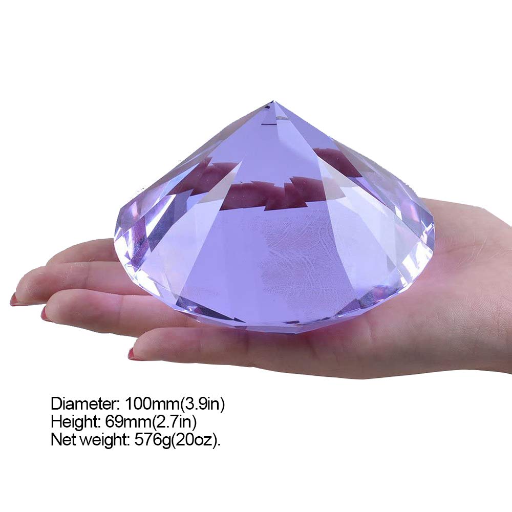 LONGWIN 100mm(3.9") Crystal Diamond Paperweight Nail Dispaly Prop Wedding Favor Christmas Centerpieces Home Decor (Purple)