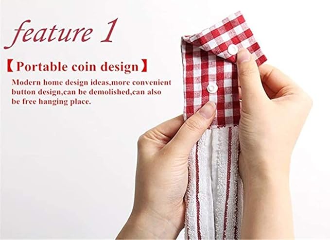 2 Pcs Kitchen Cotton Classical Striped Towel Absorbent Towel Hanging Towels