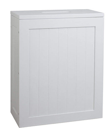Unibos Bathroom Storage Unit, Freestanding Toilet Roll Cabinet, Compact Slimline Wooden Bathroom Storage Box, Multi Purpose Cleaning Tidy (White)