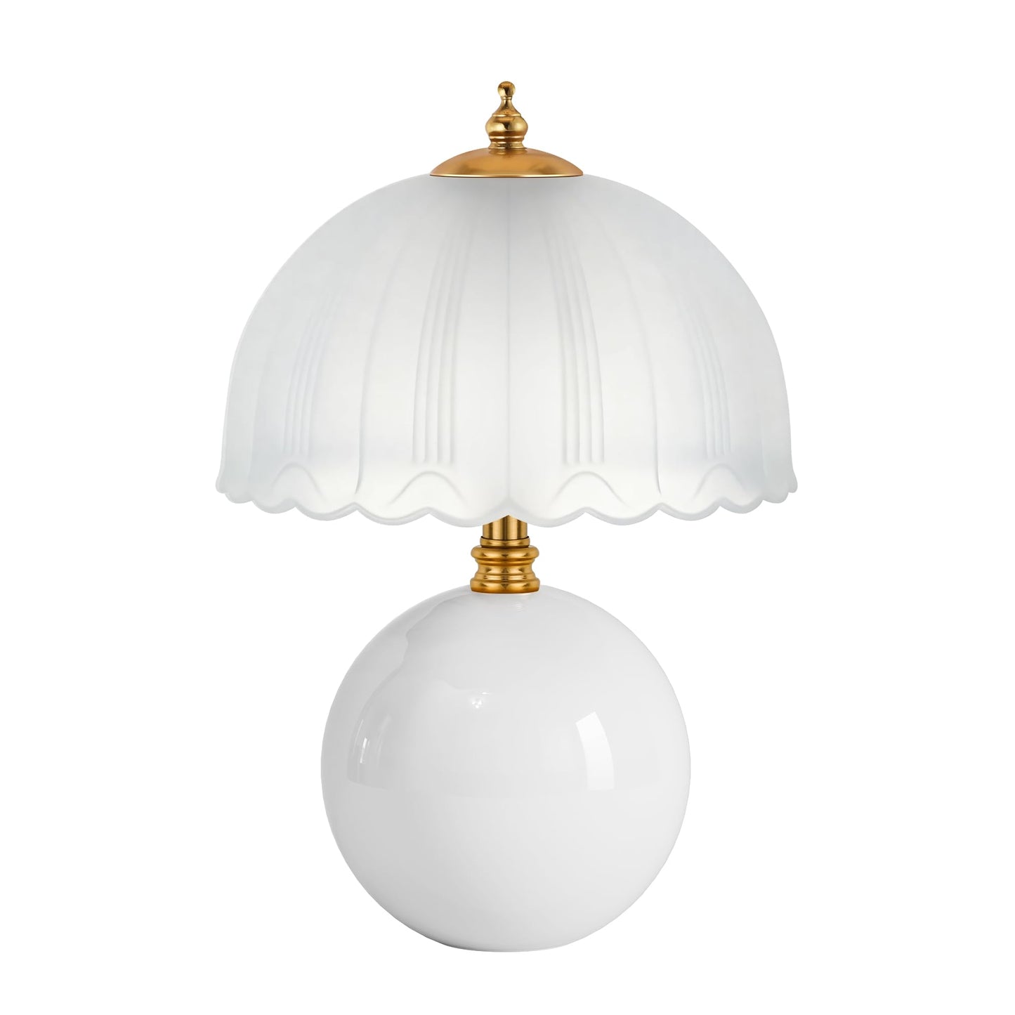 PARTPHONER Mushroom Table Lamp, Ceramic Bedside Lamp with Glass Shade, 3-Way Lighting (2700K-5000K) Rocker Switch, Small Nightstand Lamp for Bedroom, Living Room, Office, White