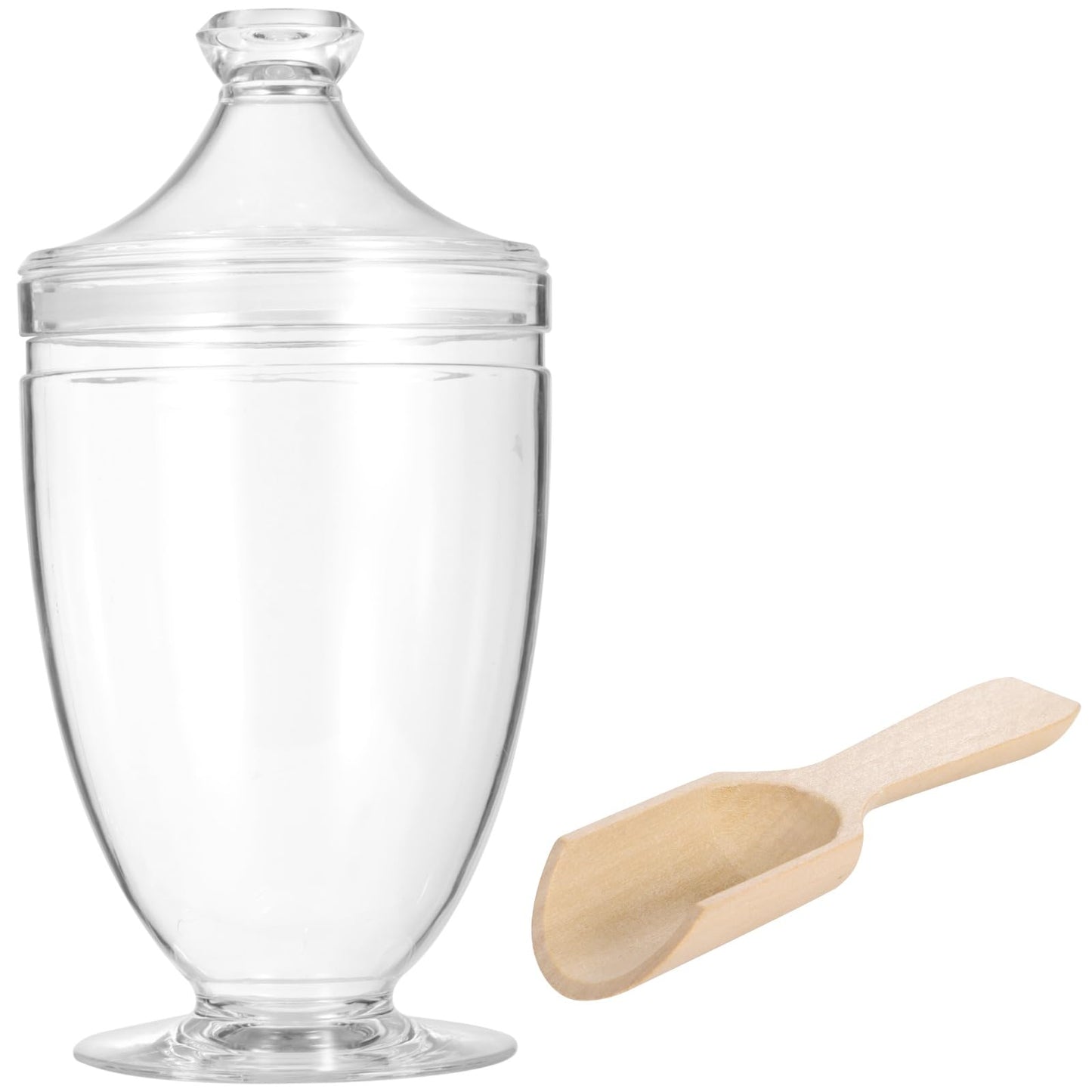 OMISTAR Acrylic Bath Salt Jar with Wooden Scoop, 33oz Bath Salt Container with Airtight Lid, Shatter Proof Acrylic Apothecary Jars, Bathroom Storage Organizer for Bathtub Decor, BPA Free