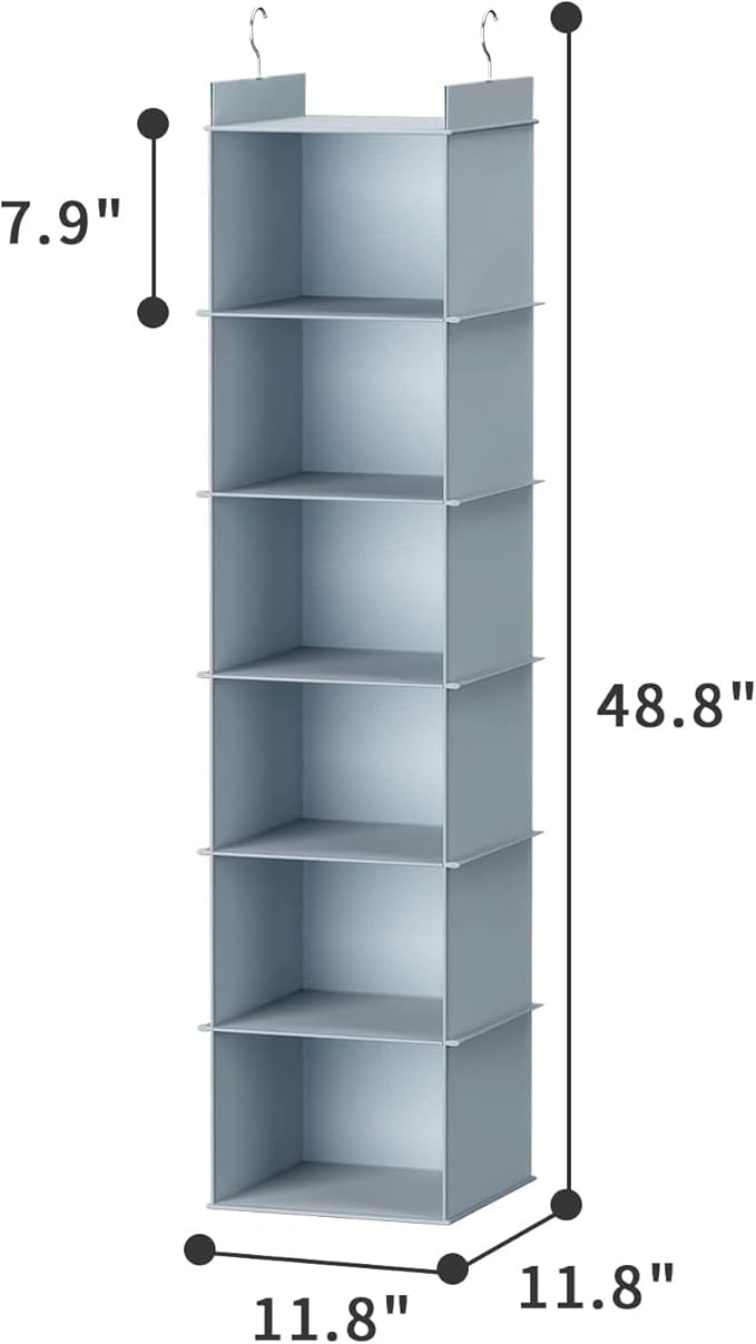 YOUDENOVA Hanging Closet Organizer, 6-Shelf Closet Hanging Shelves