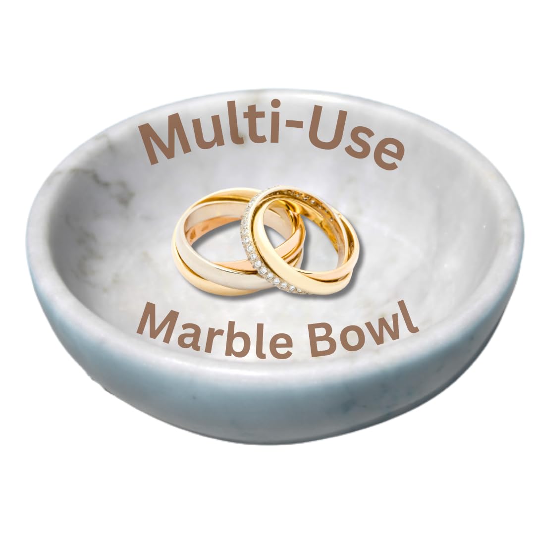CraftsOfEgypt Jewelry Tray - Real Marble Jewelry Dish - Ring Holder - Decorative Key Bowl - Home Decor Wedding Gift